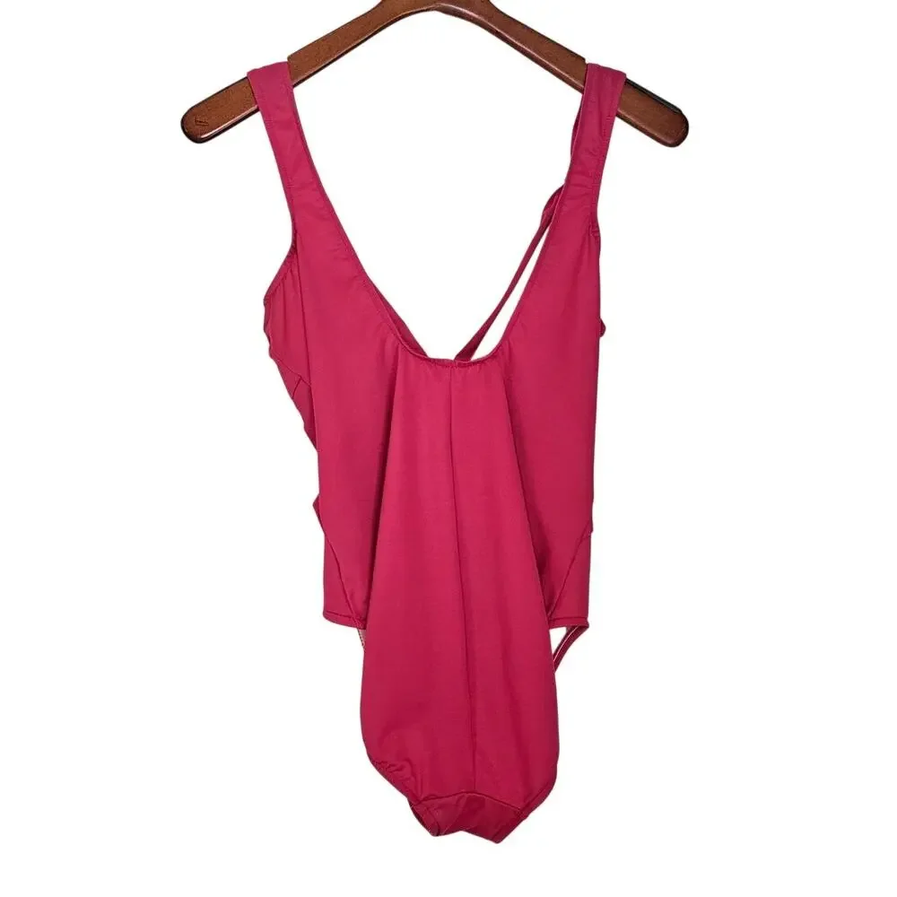 Miraclesuit Pink Twist Front One Piece Swimsuit Tummy Control Size 14